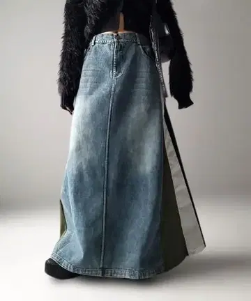 Laboratory 데님&나일론 콤비 스커트