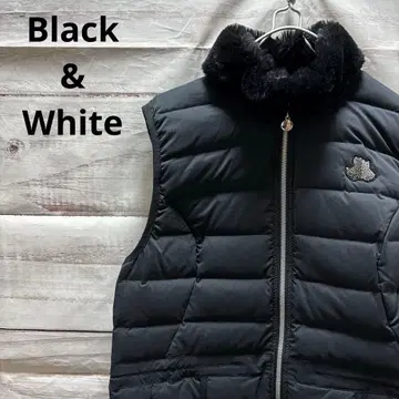 Black&White 퍼 포함 롱 다운 베스트 로고 스와로 골프