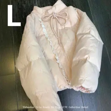 핑크 리본 자수 다운 자켓 L 사이즈