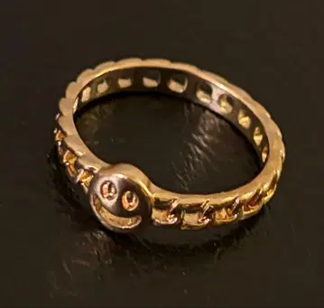 새상품 아쉬페프랑스 골드 컬러 스마일리 페이스 반지 15호