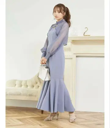 쉬폰 긴팔 플레어 원피스