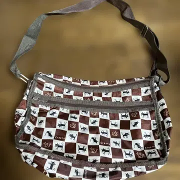 고양이 체크 무늬 숄더백