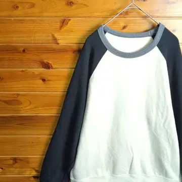 트레이닝복 맨투맨 화이트 크림색 블랙 그레이 래글런 소매 M 바이컬러