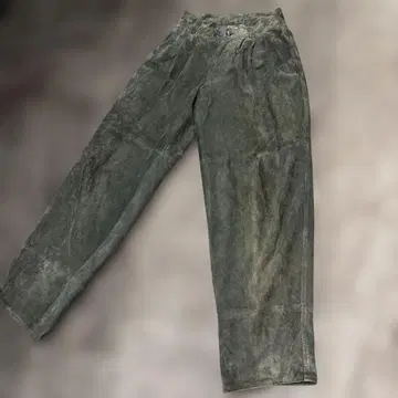 천연 가죽 다크 그레이 스웨이드 와이드 팬츠