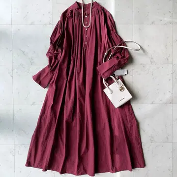 택 포함 green label relaxing 넥 개더 원피스