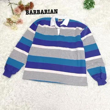 s.1652 [ 바바리안 ] 남성용 피케 셔츠 긴팔 스트라이프 럭비 셔츠