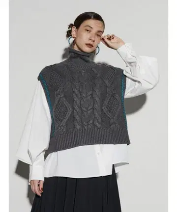 UN3D. 스티치 케이블 니트 베스트 (베스트만)