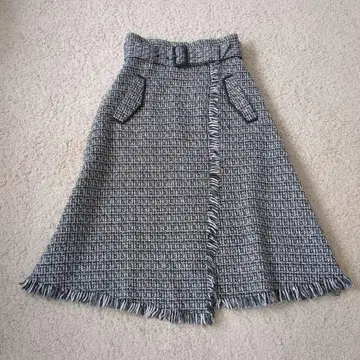 마이 스트라다 트위드 랩 플레어 스커트 롱 여성용