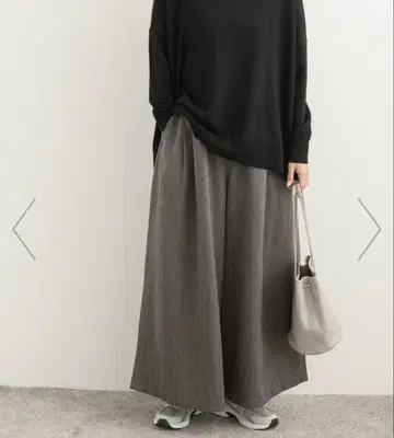 택 포함 새상품 그레이 멜란지 헤링본 와이드 팬츠