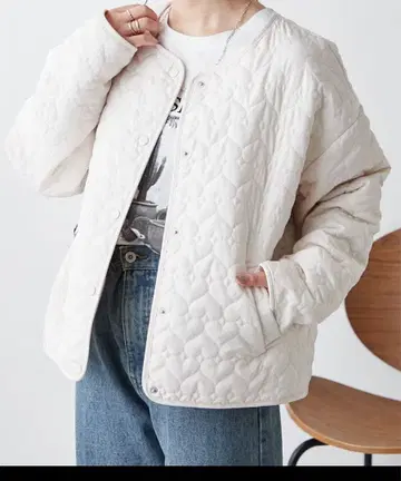 하트 퀼팅 자켓 화이트