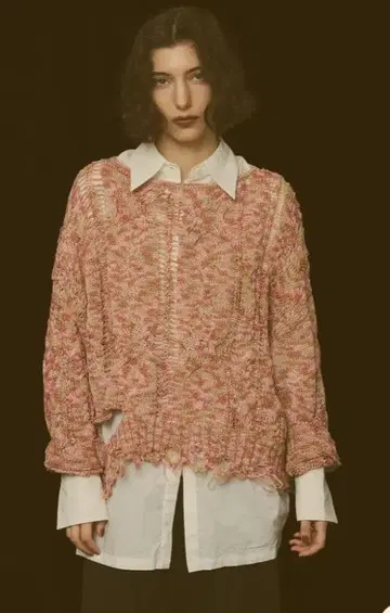 아메리 CABLE PATTERN DAMAGE LOOSE KNIT