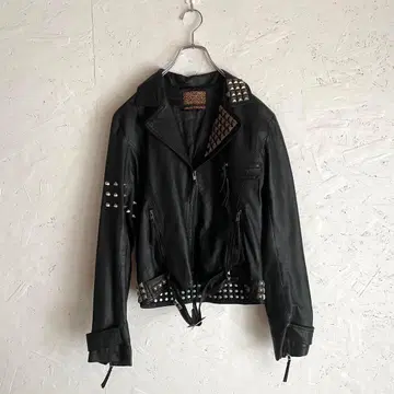 구제 Y2K 빈티지 [JURY BLACK] 스컬 스터드 가죽 자켓