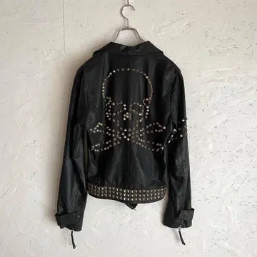 구제 Y2K 빈티지 [JURY BLACK] 스컬 스터드 가죽 자켓