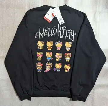 산리오 헬로키티 일광화상 키티 아이콘 트레이닝복 속기모 블랙 3L