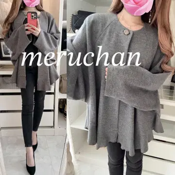 [ 새상품급 ] MARSA 깔끔한 프릴 니트 판초 아우터 가디건 울