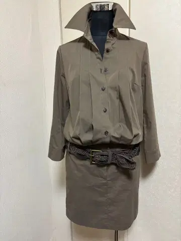 스콧 클럽 벨트 포함 셔츠 원피스 튜닉