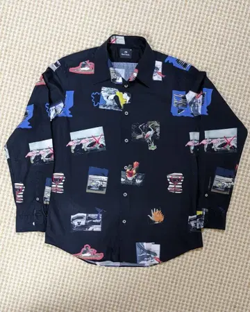 폴 스미스 M 네이비 그래픽 셔츠