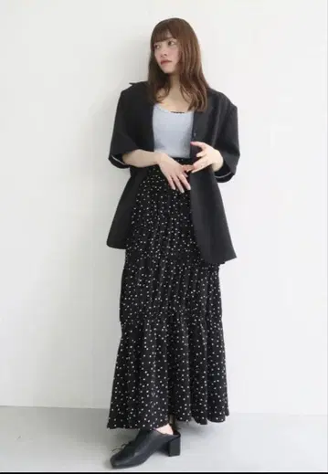 [ 새상품 ] miies miim 도트 와셔 셔링 스커트