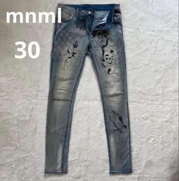 mnml 스키니 데님 30 그래픽 프린트