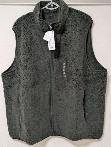 UNIQLO 소프트 보아 플리스 스탠드 베스트 다크 그린