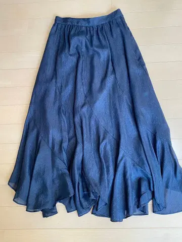 COHINA 다크 블루 플레어 스커트 숏 XS 작은 키