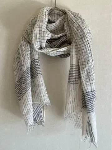 23구 일본제 모노톤 체크 스톨 벨기에 린넨