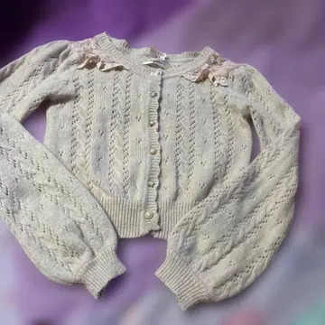 리즈리사 리즈멜로 마이멜로디 귀여운 니트 가디건 핑크 프릴 레이스