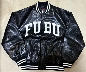 새상품 FUBU 크로커다일 패턴 올 가죽 바시티 자켓 XL 후부 블랙