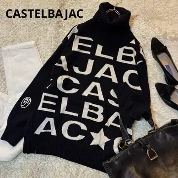까스텔바작 빅 로고 니트 스웨터 블랙 L 자수