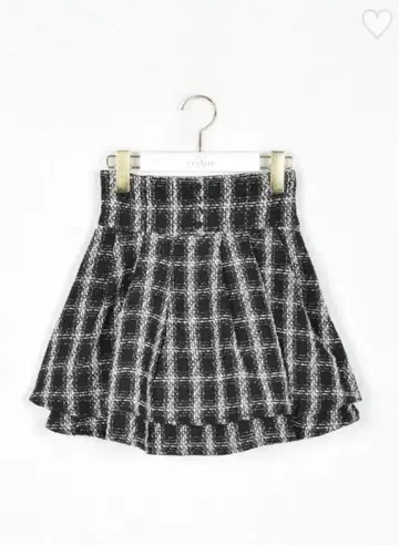 evelyn 체크 더블 플레어 스커트 BK