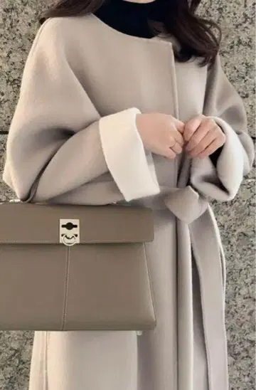 울 캐시미어 바이컬러 리버 코트