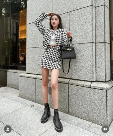 sheller leather combination tweed skort