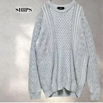 쉽스 린넨/코튼 랜덤 아란 크루넥 니트 S 5825