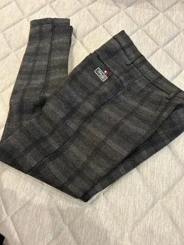 골프 슬랙스 체크 스키니 보아 안감