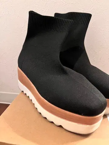 삭스 부츠 신발 심플 니트 부츠 통굽 힐 캐주얼