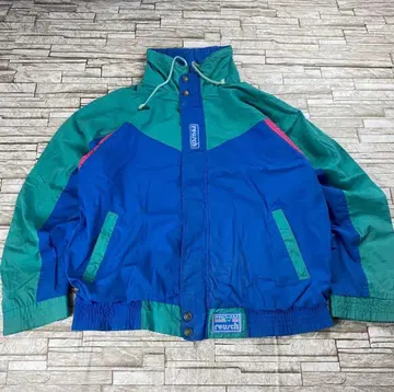 80s 빈티지 나일론 자켓 블루그린 자수 로고 1