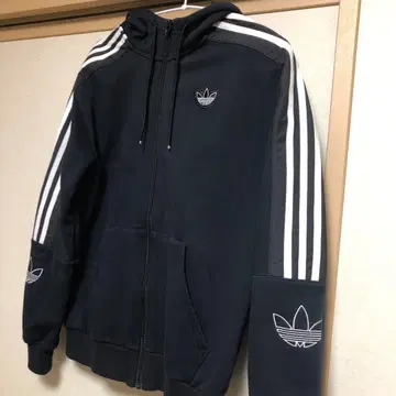 adidas 풀 집업 후드티 블랙