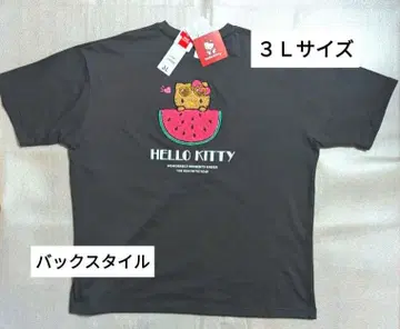 산리오 헬로키티 일광화상 키티 반팔 티셔츠 블랙 3L