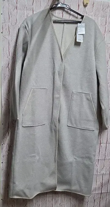 베이지 플리스풍 롱 코트