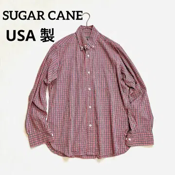 Sugar Cane 남성용 긴팔 셔츠 USA 체크 M