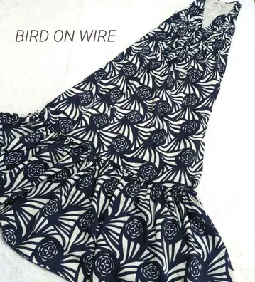 BIRD ON WIRE 빈티지 올 패턴 머메이드 롱 원피스 드레스