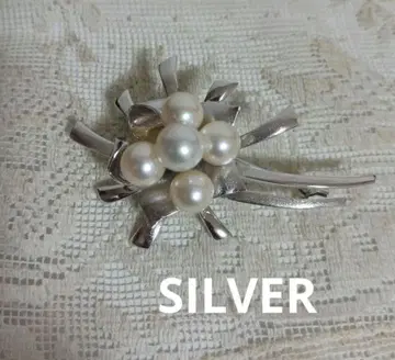펄 5개 SILVER 브로치