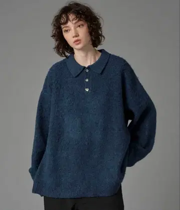 ONCILY 실버 버튼 재기 니트 폴로