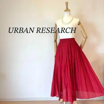 [ 미사용급 ] 어반 리서치 코튼 실크 쉬폰 개더 스커트 실크 혼방