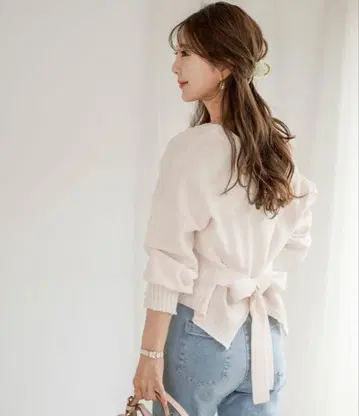 le reve vaniller 펄 & 허리 리본 가디건