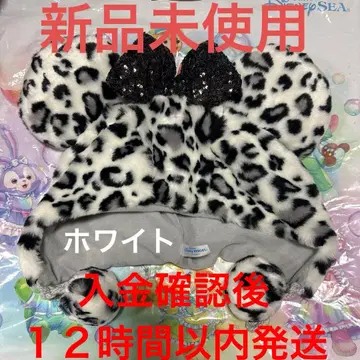 디즈니 팬캡 레오파드 무늬 미니 화이트