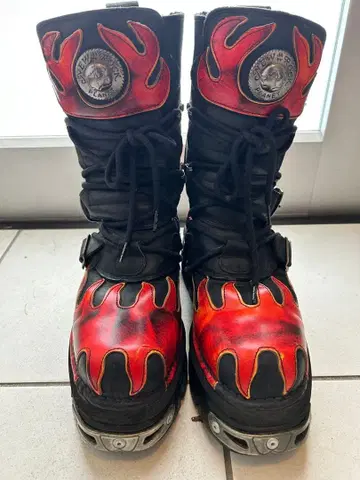 NEW ROCK 뉴 락 워크 부츠 파이어 패턴 27cm