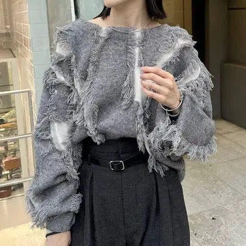 mystic 프린지 니트 그레이