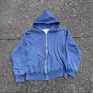 60s 지퍼 후드티 써멀 더블 페이스 퍼플네이비 페이드 맨투맨