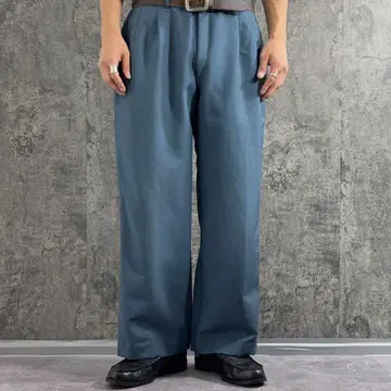 80s 빈티지 와이드 슬랙스 로켓 TALON 블루 울